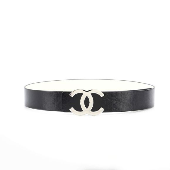 Chanel CC Reversible Belt Leather Wide 90 Black - Picture 4 of 6